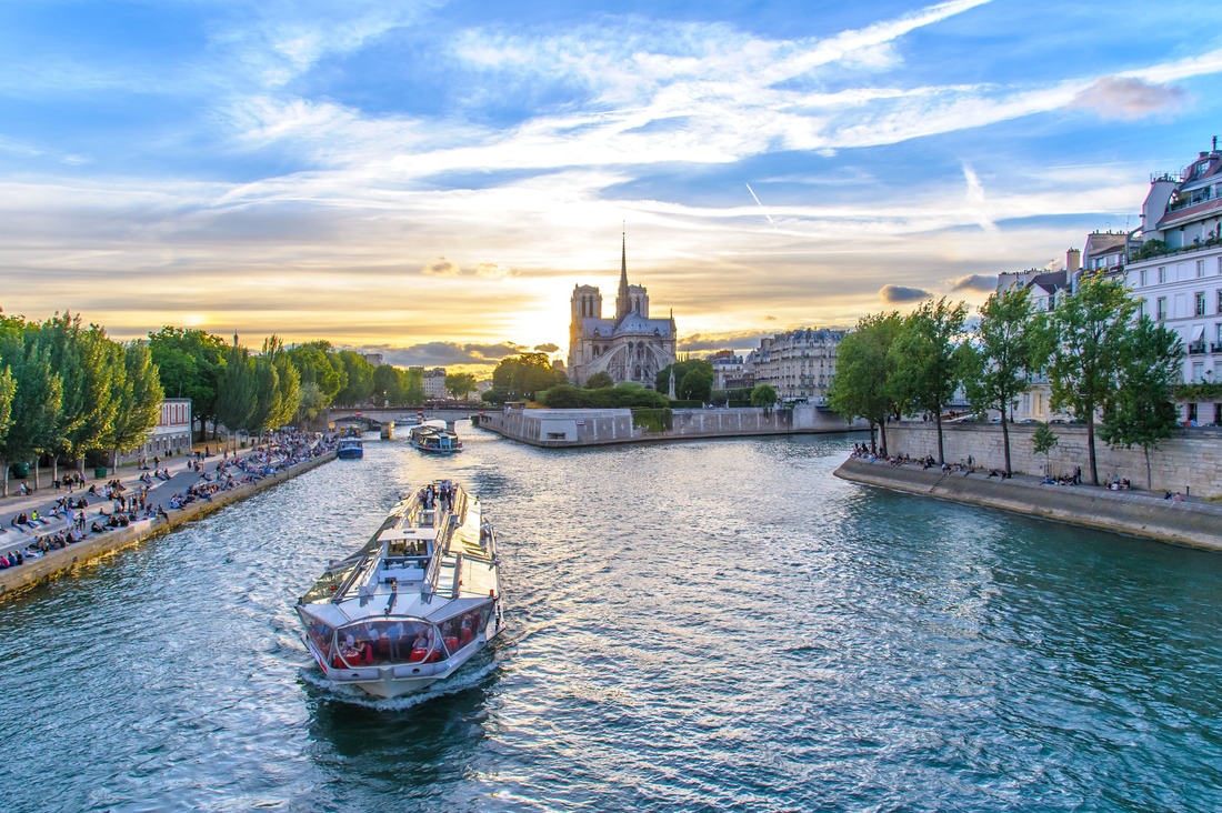 Notre Dame on the Seine River in Paris, France